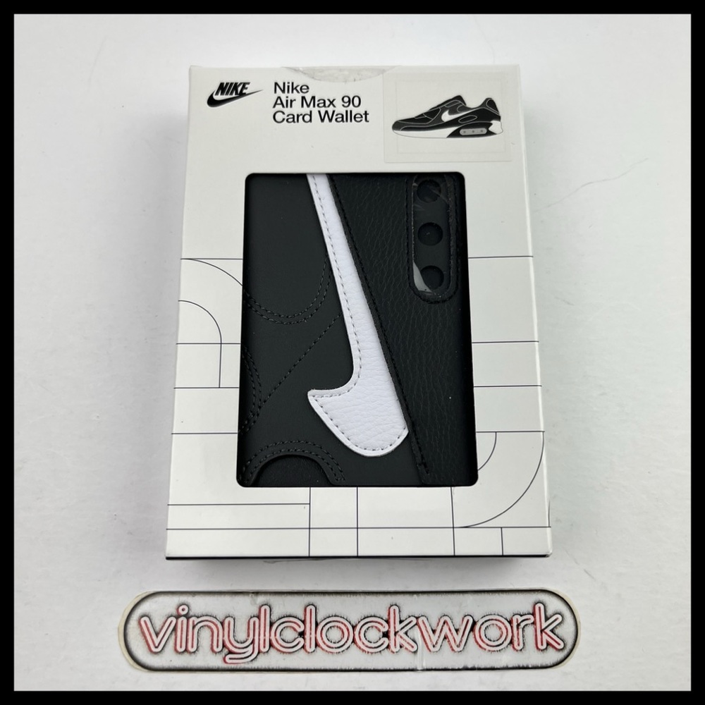 Nike Air Max 90 Card Wallet Black White Leather Icon 5 Slots Swoosh